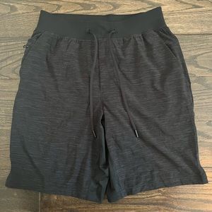 Black Lululemon athletic shorts with liner